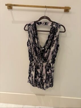 Parker Black & Gray Abstract Print Sleeveless Romper